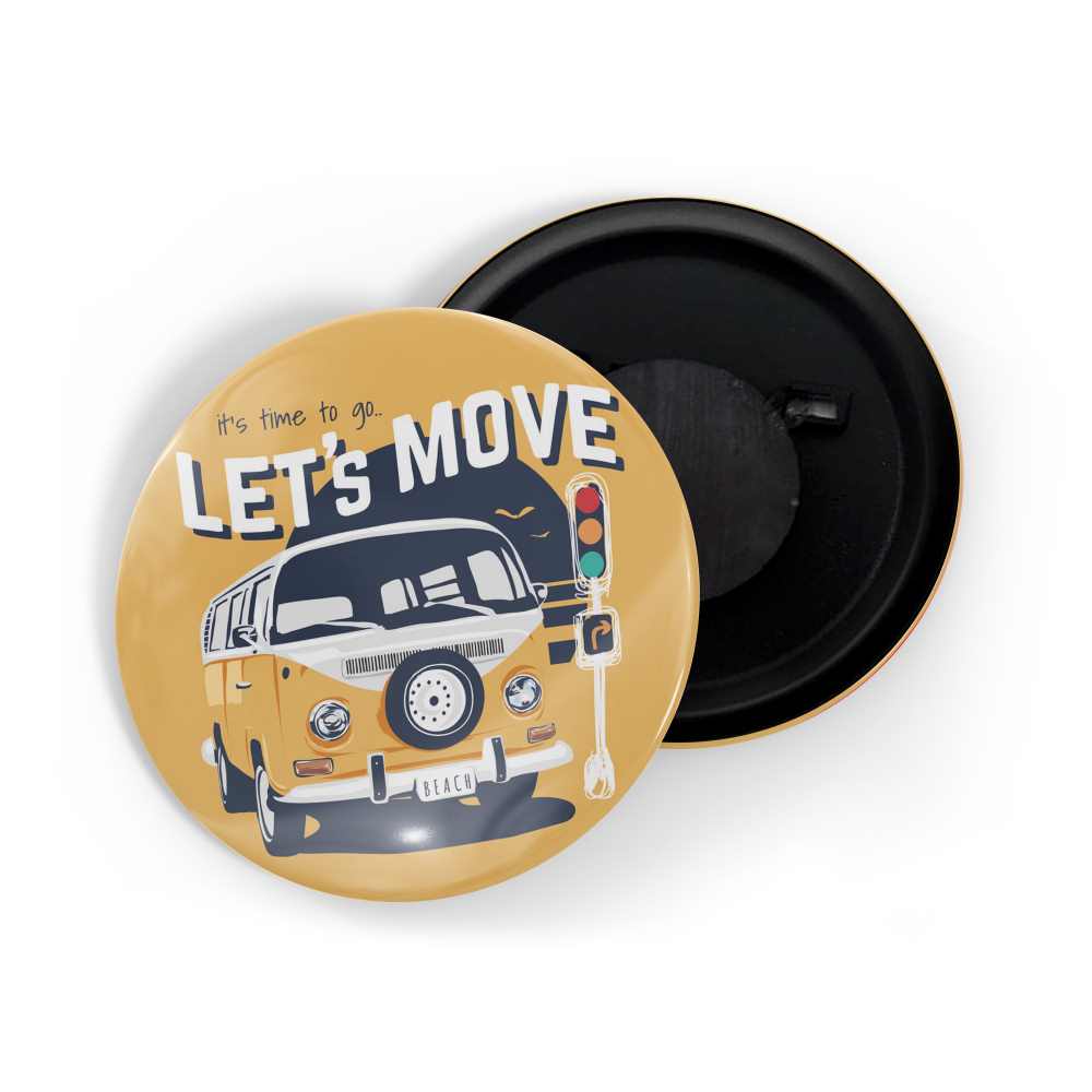 dhcrafts Fridge Magnet Yellow It's Time To Go Let's Move Glossy Finish Design Pack of 1